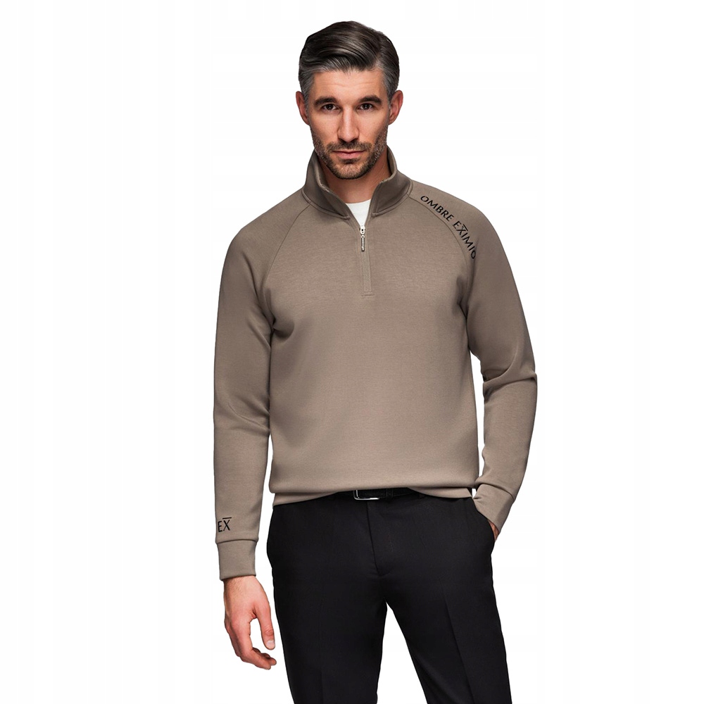 Pánská mikina s rozepínacím vysokým stojáčkem šedohnědá V3 OM-SSZP-0211 vel. XL