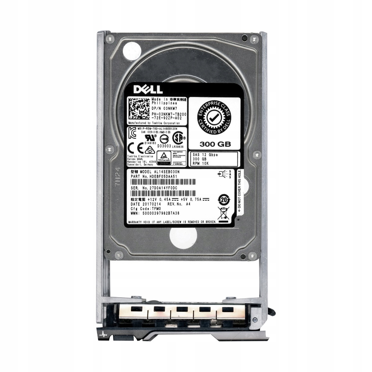 Dell 03NKW7 300GB 128MB 10K SAS-3 2.5'' AL14SEB030N