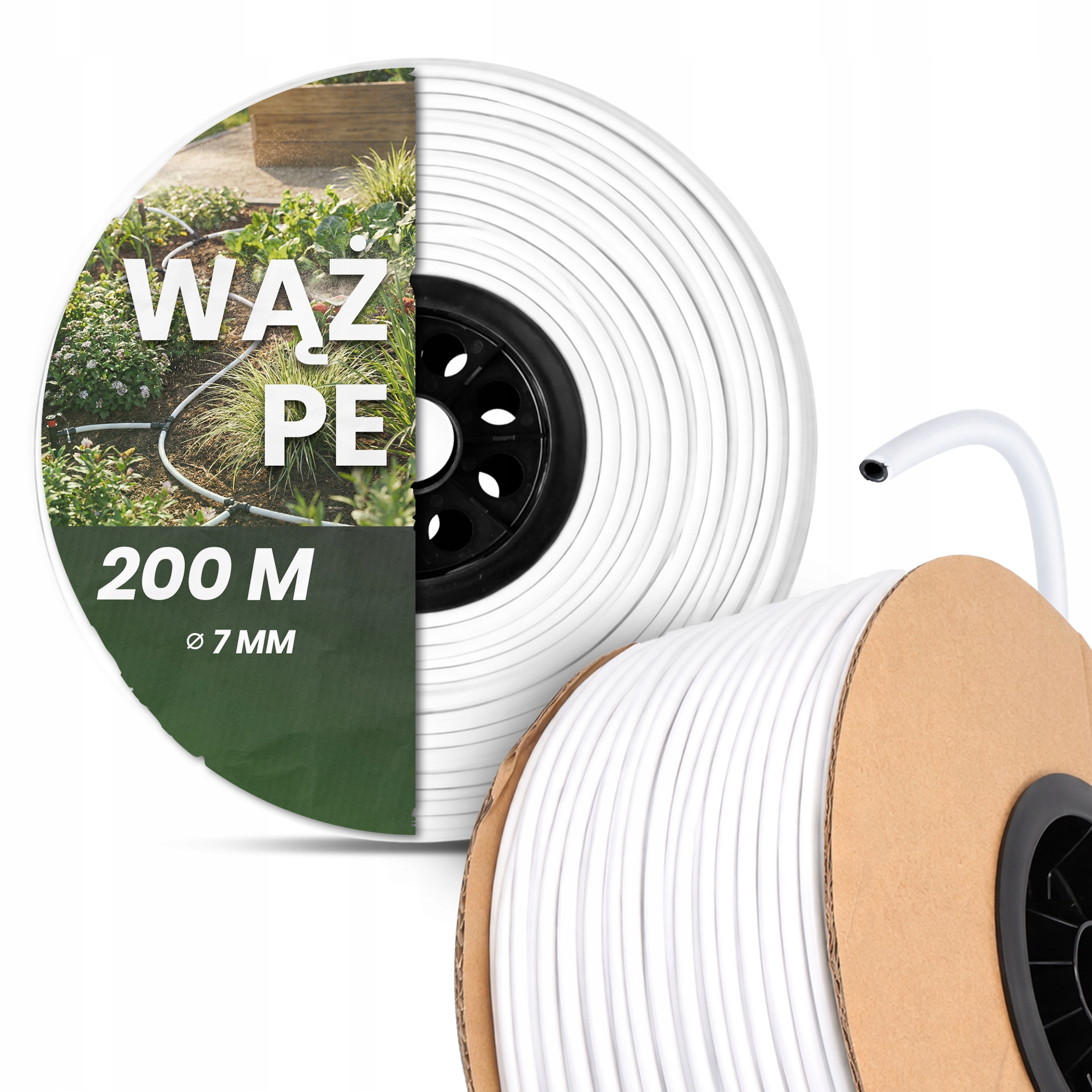 Pe Montážna Rúrka 7 mm 200 m Na Zavlažovanie Kvapkačov Záhrady Biela Z0-T
