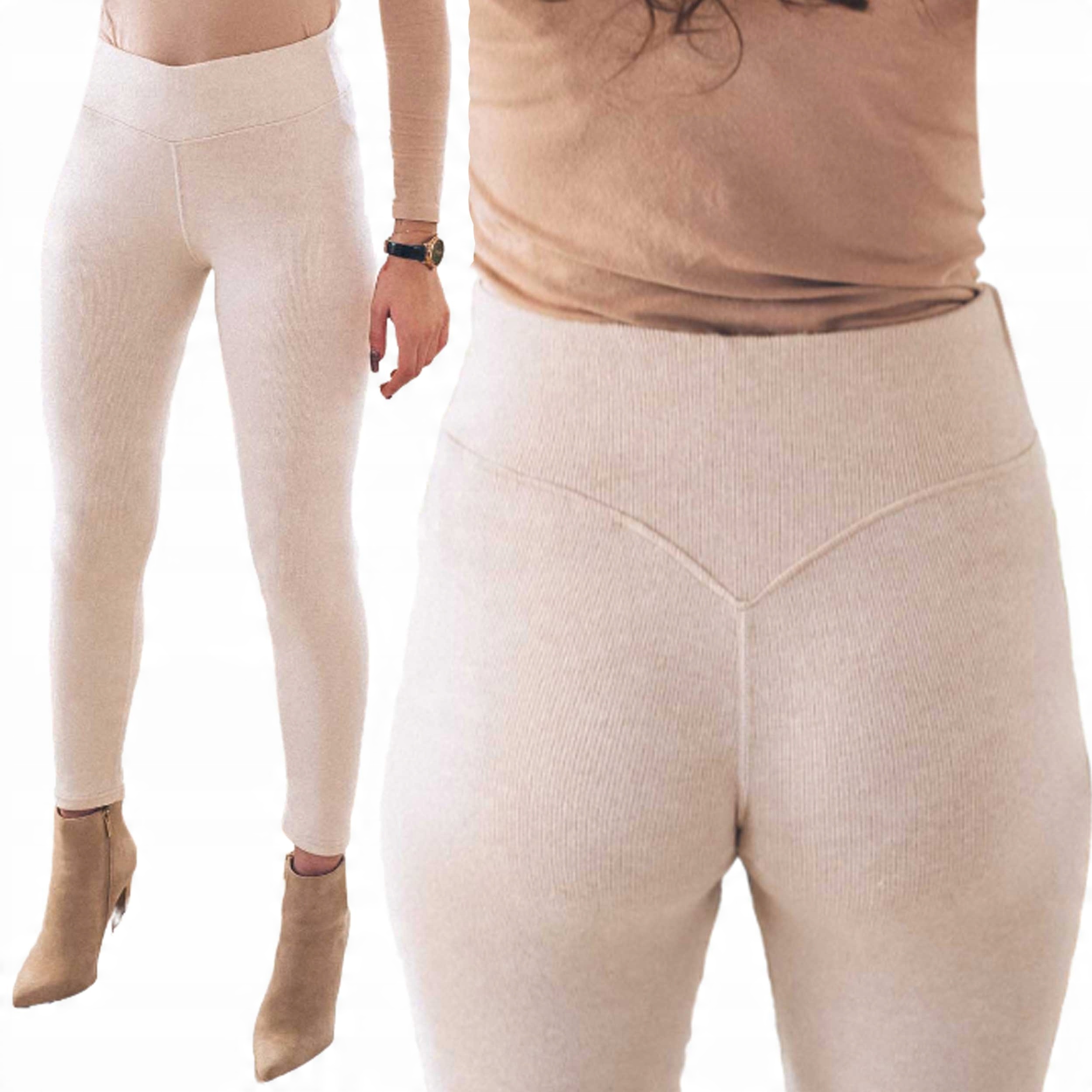 

Damskie legginsy prążkowane getry stan push up S
