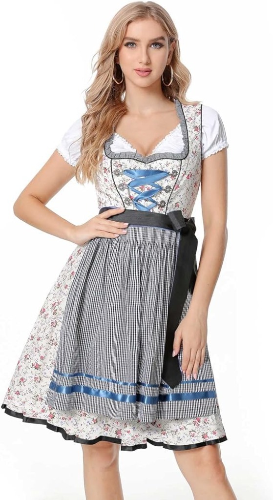 Shujin 3-dílný dirndl s zástěrou karneval/Oktoberfest velikost M