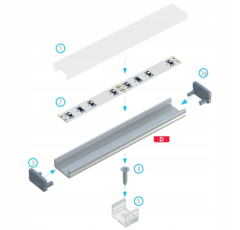 Zaślepka do profili typ-D szara pełna Typ zaślepka