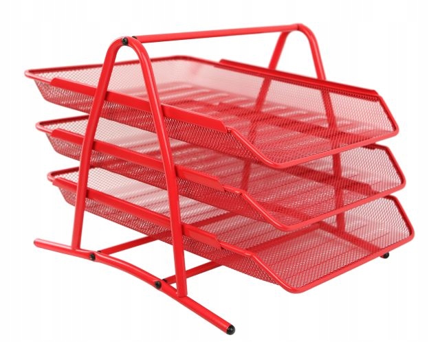 Organizer z szufladami półka na dokumenty metal 3 poziomowa Net niebieska Kod producenta W2001 red