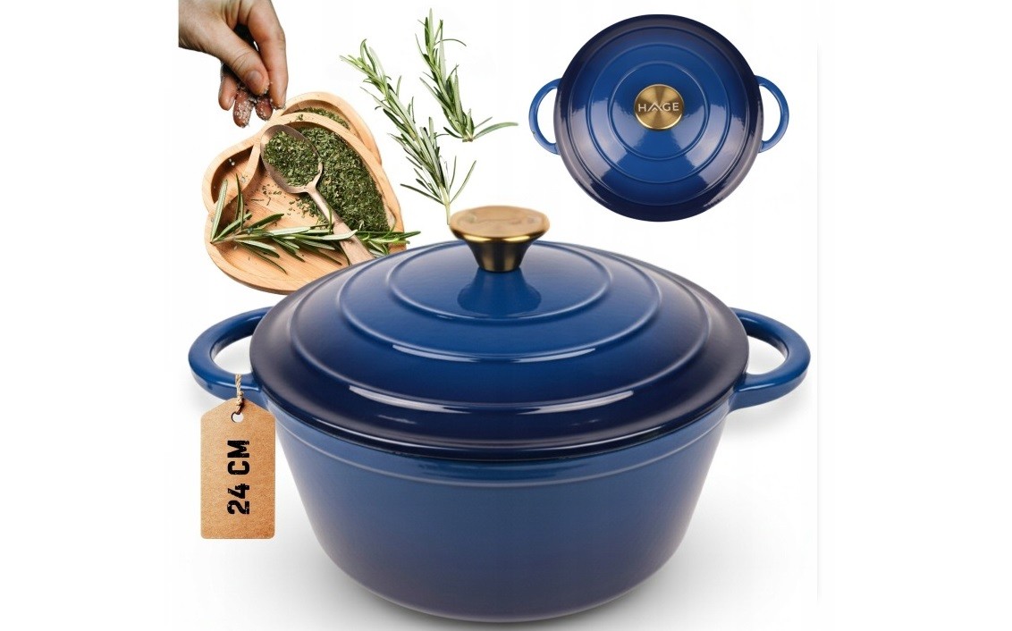 Hrnec litinový smaltovaný 24 cm modrý DQ24