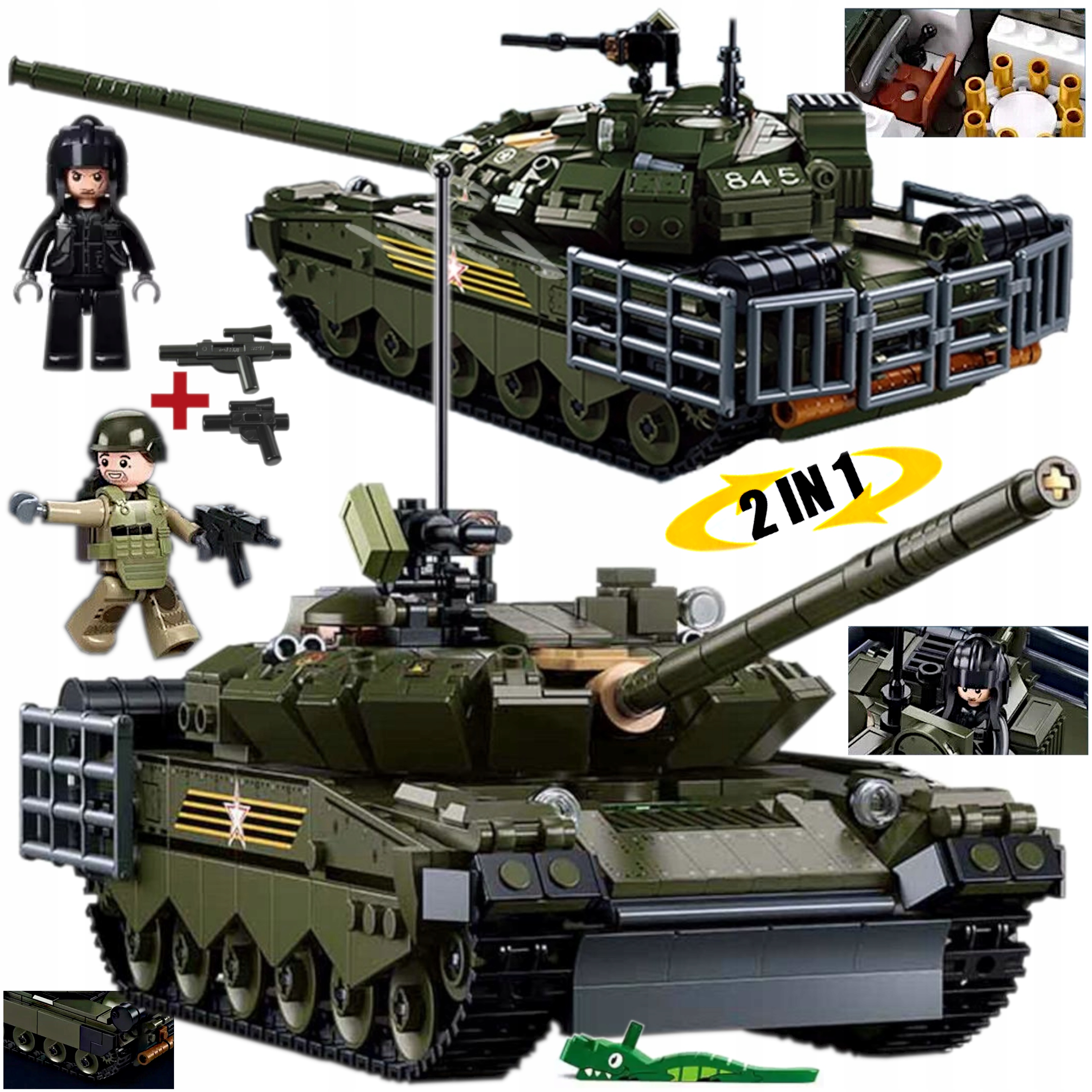 Stavebnice Ruský tank T 80BVMS 2 v 1 balení. Armáda Figurky Lego Zbraň