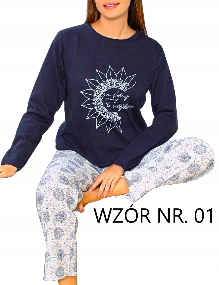 PIŻAMA DAMSKA BAWEŁNIANA OCIEPLANA WYGODNA DUŻO WZORÓW KWIAT M Marka Inna marka