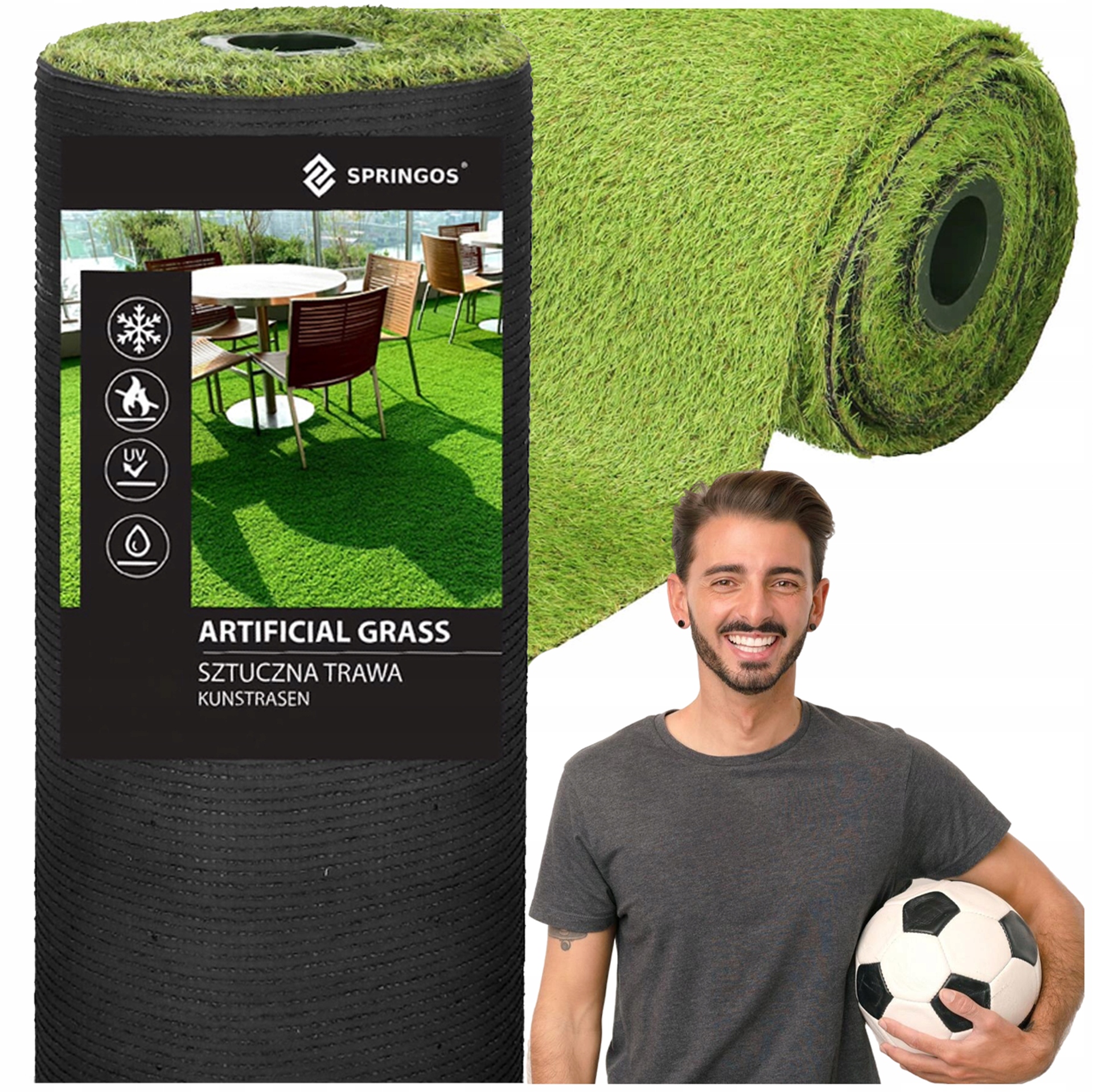 SZTUCZNA TRAWA 20mm ZIELONA WYKŁADZINA Z ROLKI 2m NA BALKON TARAS DOM OGRÓD