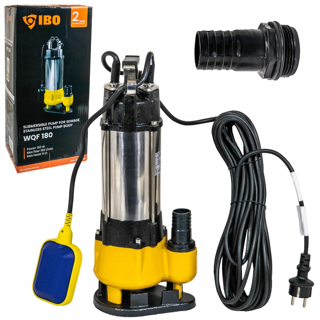 Pompa Zatapialna Do Wody Brudnej Czystej Ścieków Wqf 180 230V Z Pływakiem