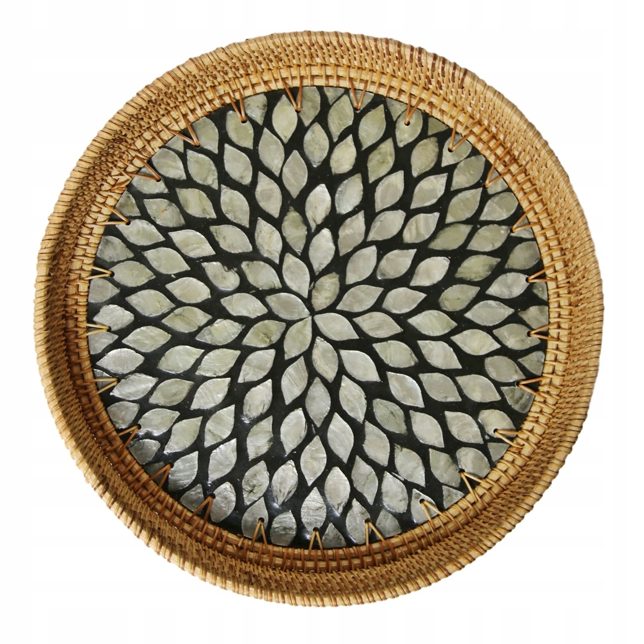 

Taca rattanowa do serwowania patera 30cm zdobiona