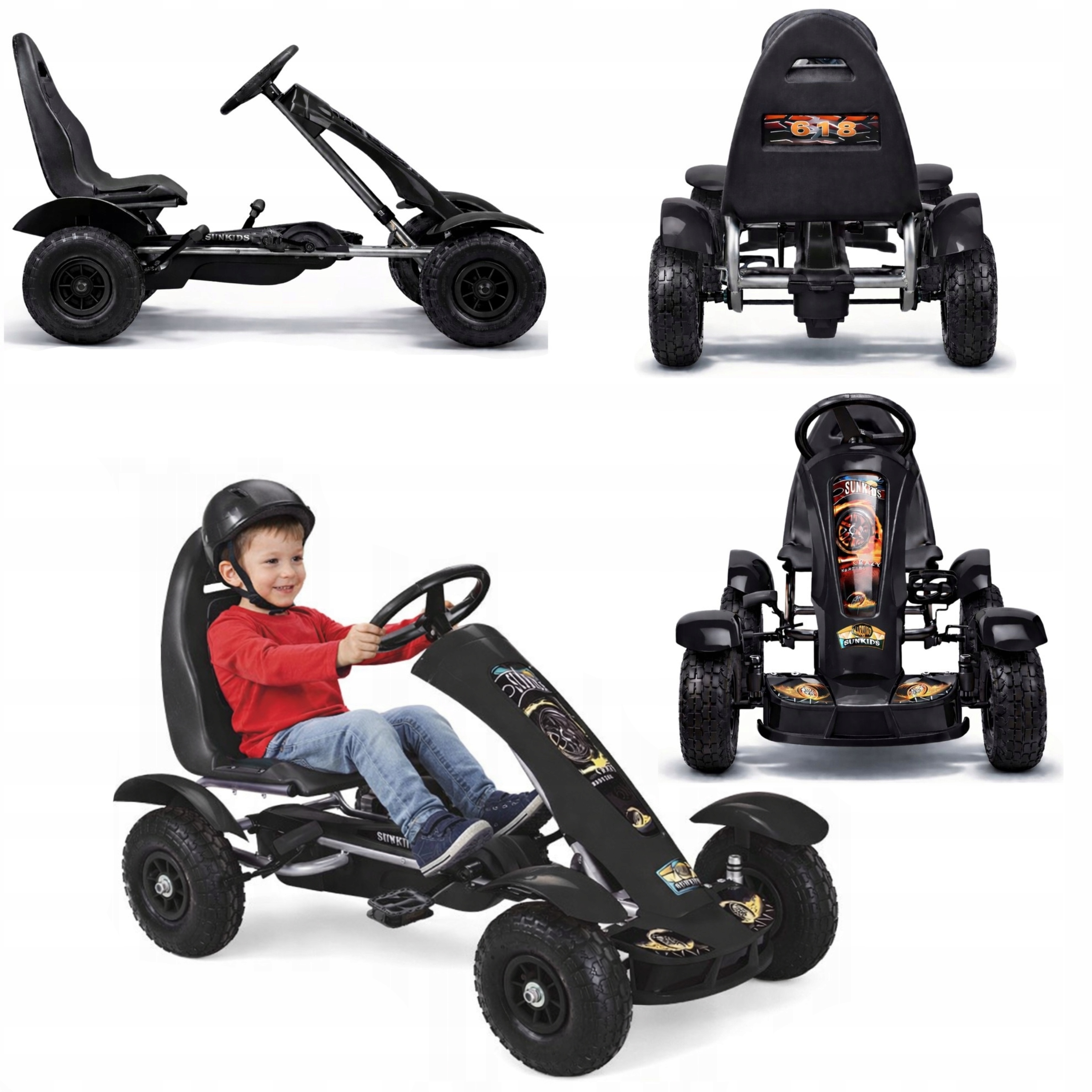 Gokart Na Pedały Czarny Pompowane Koła Dla Dzieci 5 Max 50 Kg