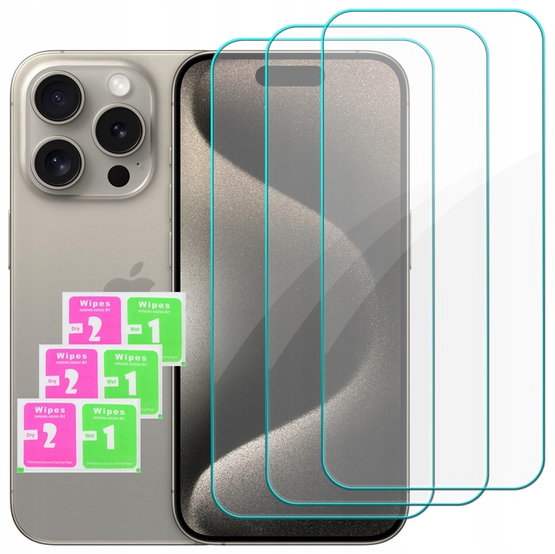3x SZKŁO hartowane do iPhone 15 I 15 Pro 9H