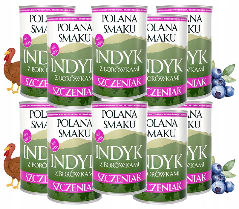 Polana Smaku Junior karma dla szczeniąt Indyk z borówkami 400g X10