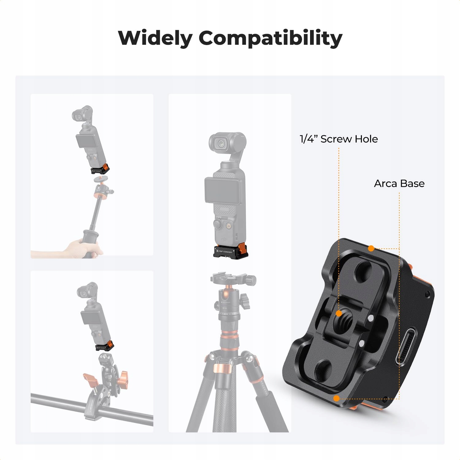 K&F CONCEPT Stacja Ładowania DJI Osmo Pocket 3 Typ-C Arca-Swiss Aluminium — miniatura 5
