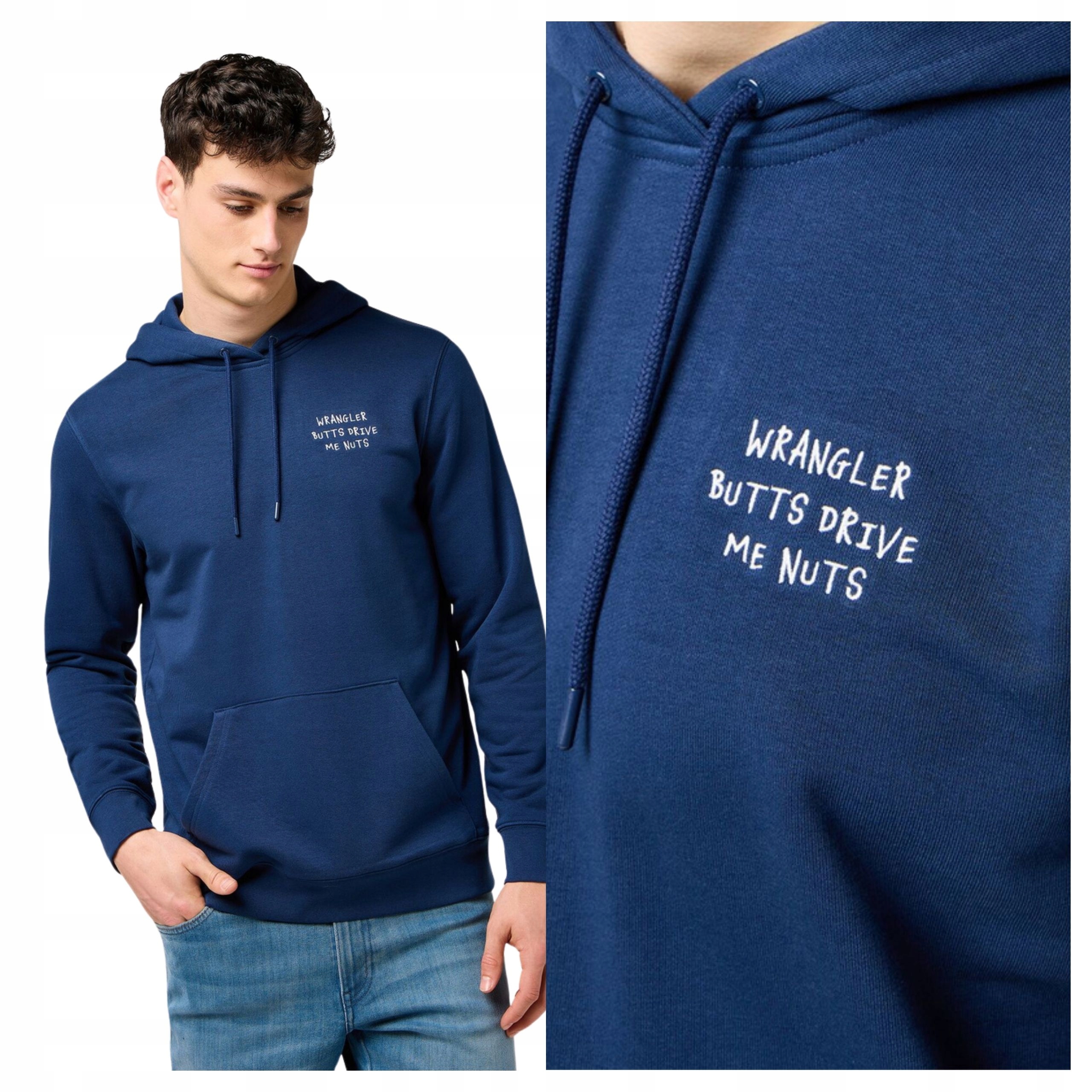 Pánská Mikina Wrangler Embroidery Hoodie Tmavě modrá Casual L