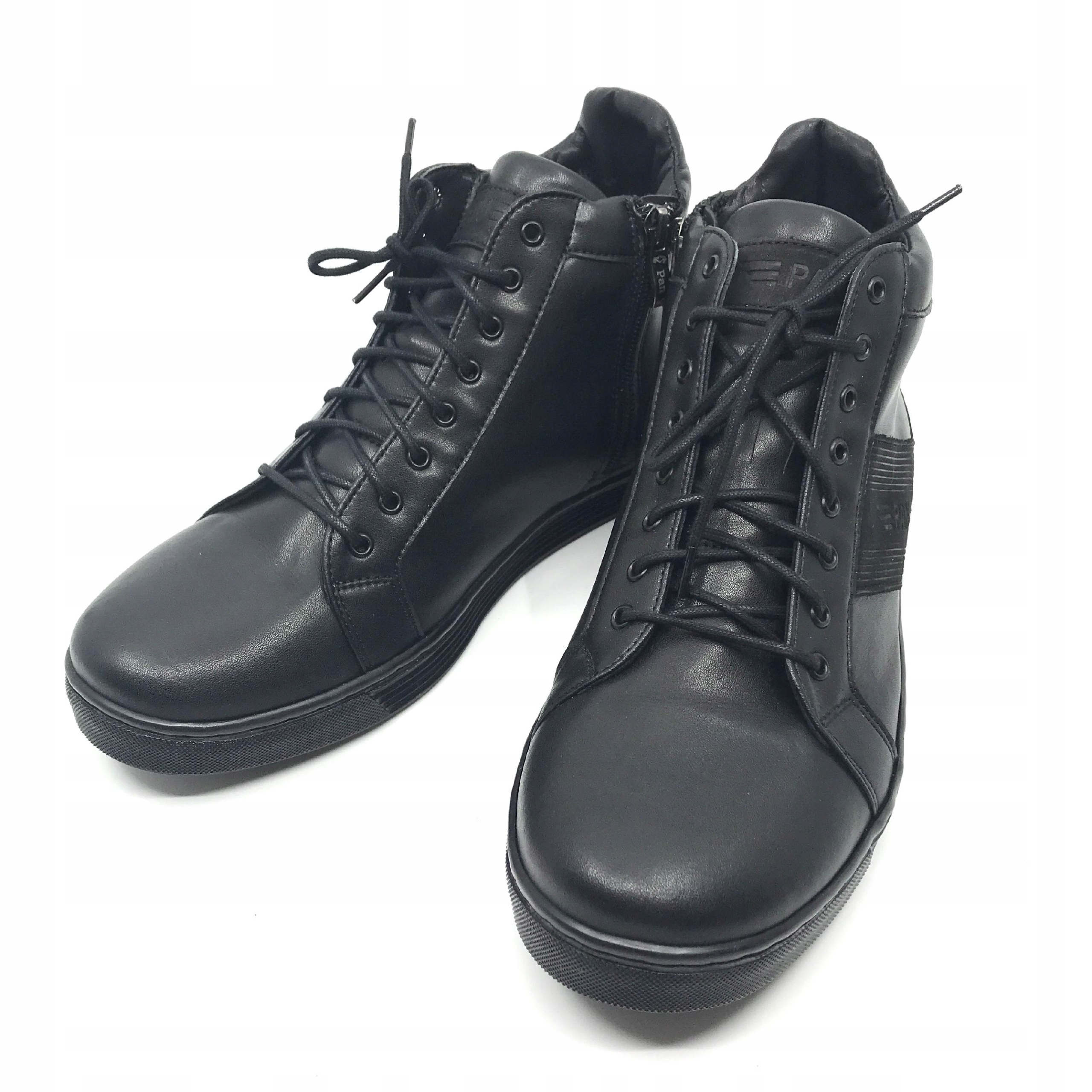 BUTY SZTYBLETY MĘSKIE SKÓRA CZARNE 45 30 cm PAN Model 1462