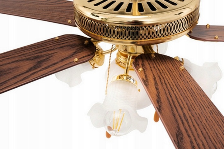 ŻYRANDOL WENTYLATOR SUFITOWY WIATRAK 5X5 LAMPA ZILNER Kolor brązowy