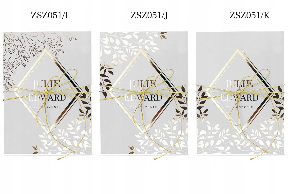 ZAPROSZENIA ŚLUBNE ZŁOTE SREBRNE ŚLUB ROSE GOLD Grubość papieru 300 g