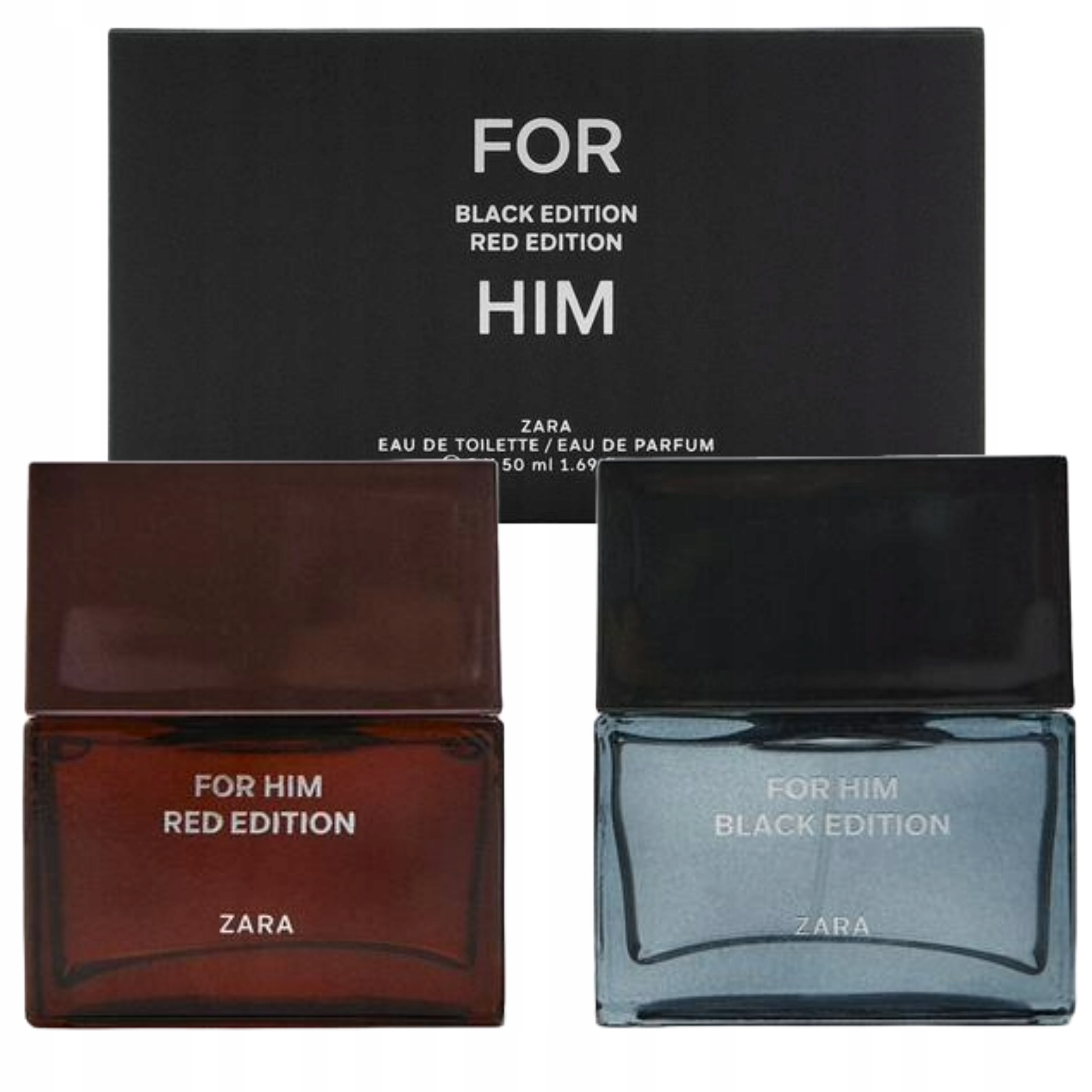 ZARA FOR HIM BLACK + ZARA FOR HIM RED EDITION 2 X 50 ML PERFUMY MĘSKIE