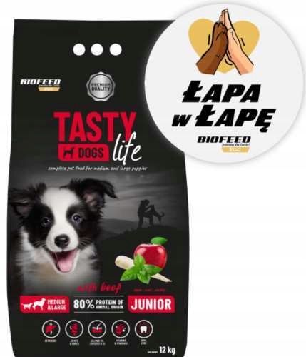 Tasty Dogs Life Junior M&L s hovězím masem 12 kg