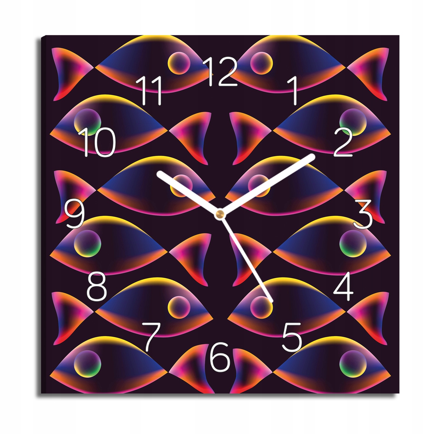 hodiny na plátně Ryby neon abstrakce 30x30 s fotografií