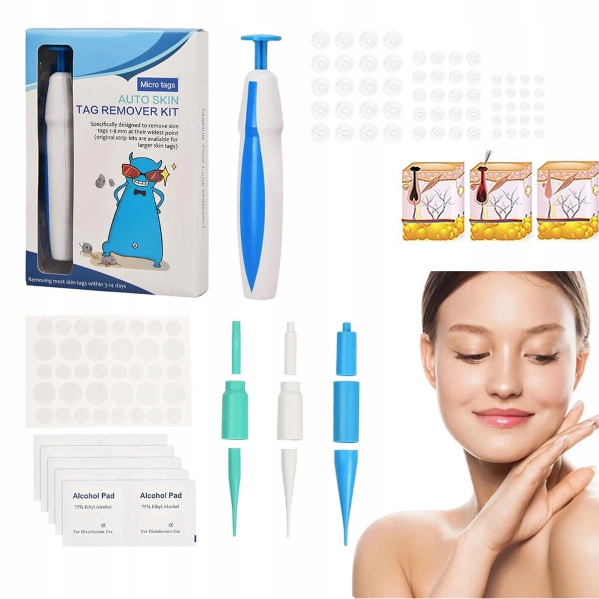 2V1 Bezbolestná sada na odstraňování kožních bradavic