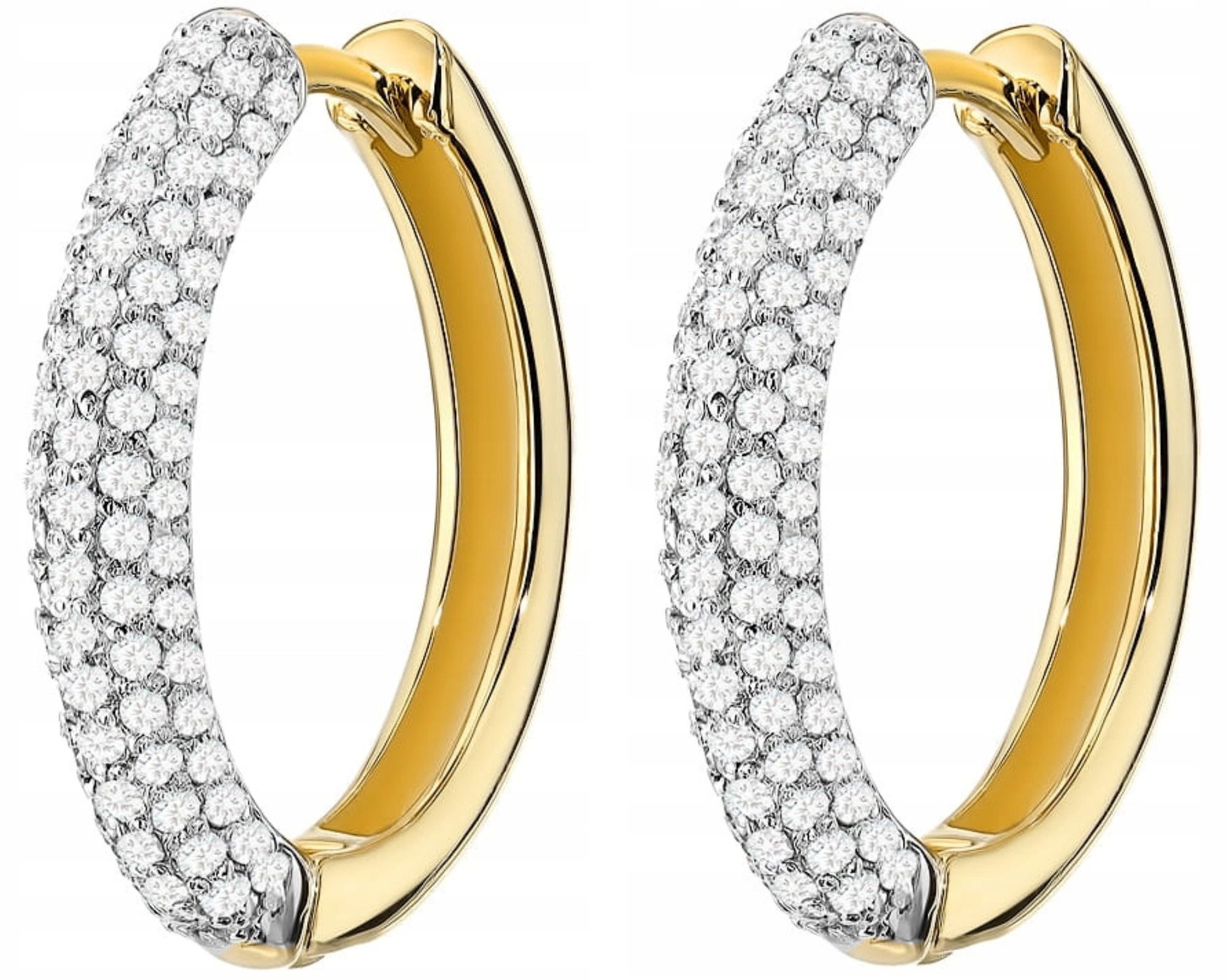 Zlaté Náušnice Závěsná Kolečka S Diamanty A Brilianty 585 Gravírování