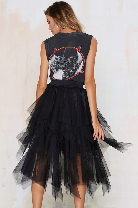 ZMYSŁOWA SPÓDNICA TIULOWA FALBANY Midi 3/4 KOLORY Rozmiar uniwersalny