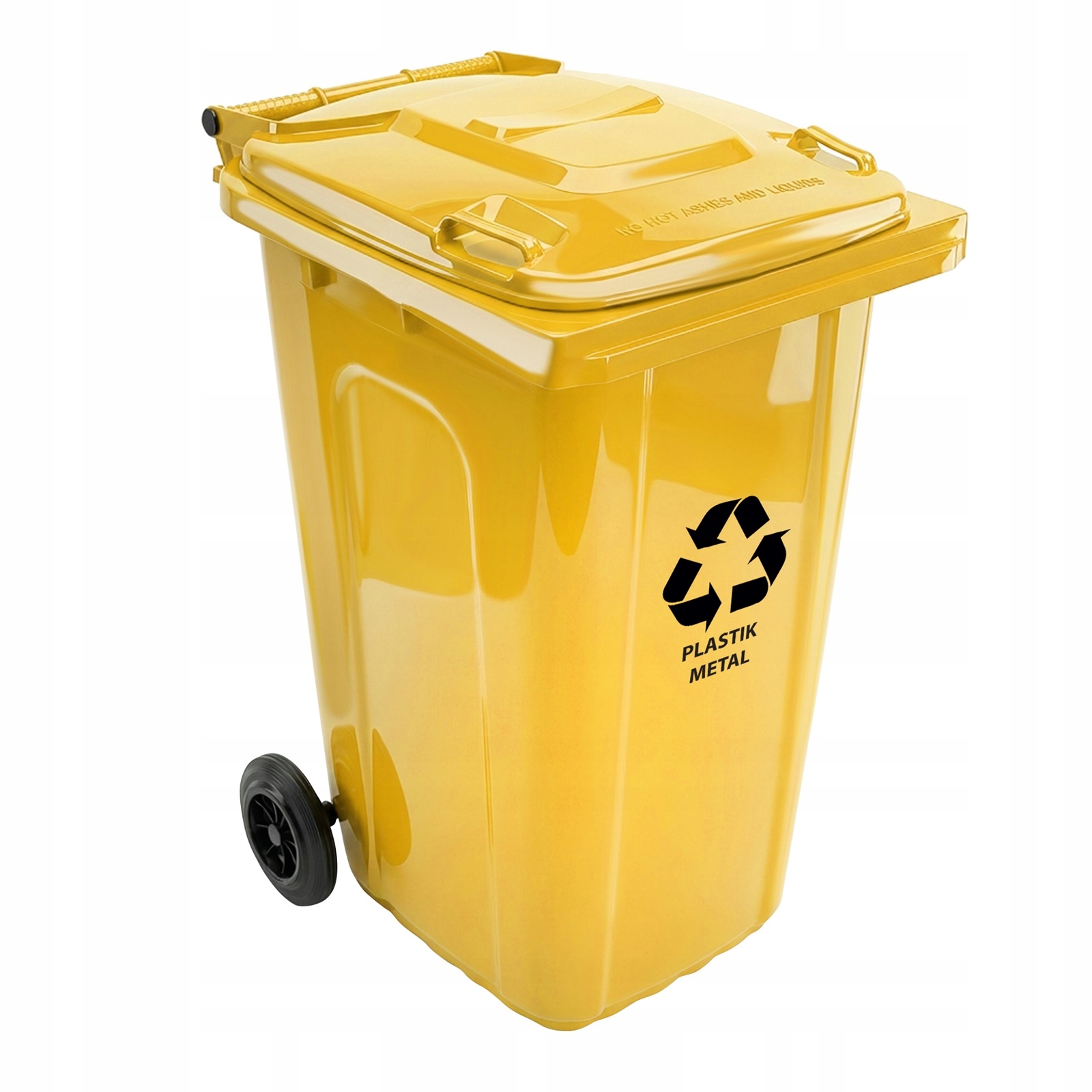 Kosz na śmieci 240L Plastik Metal żółty pojemnik do segregacji na kółkach