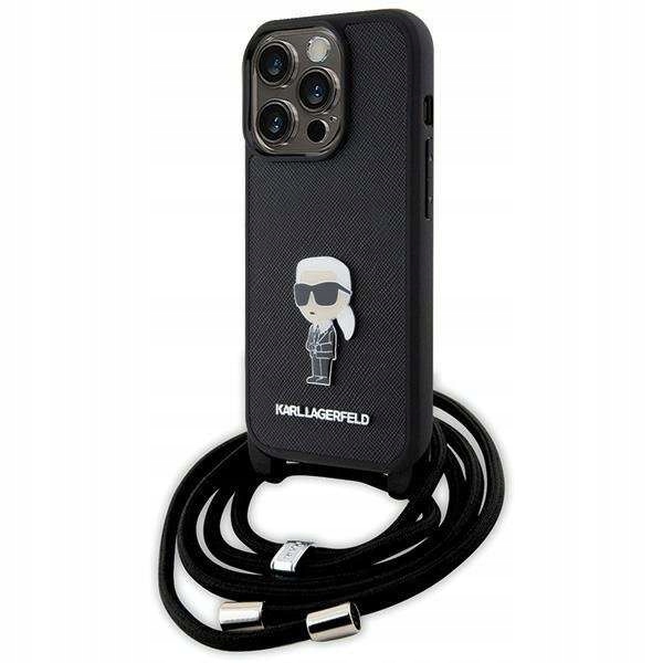 Zadní Kryt Karl Lagerfeld pro Apple iPhone 15 Pro Crossbody Saffiano černý