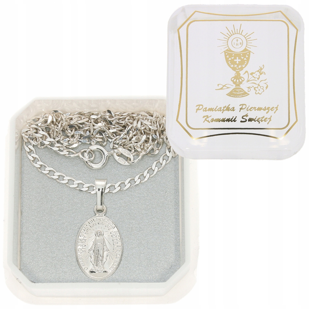 

Srebrny Łańcuszek Komunijny I Cudowny Medalik 50CM