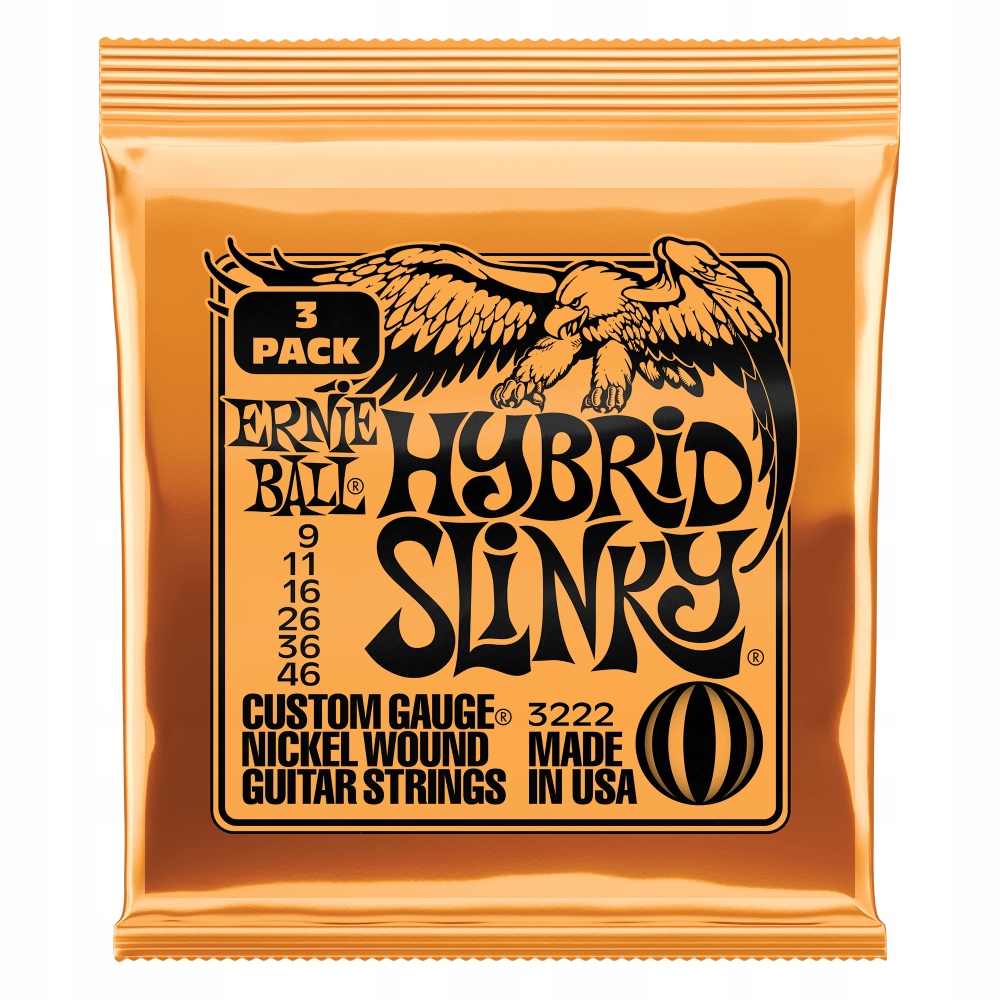 Struny do gitary elektrycznej Ernie Ball 3222 Slinky Nickel 9-46 3 Komplety