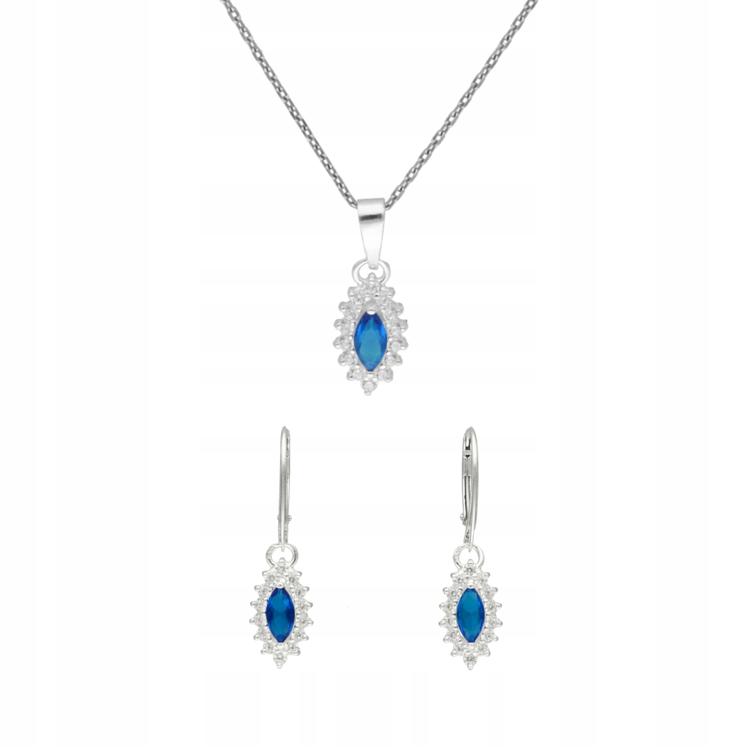 Sada markýz se safírovými zirkony stříbro