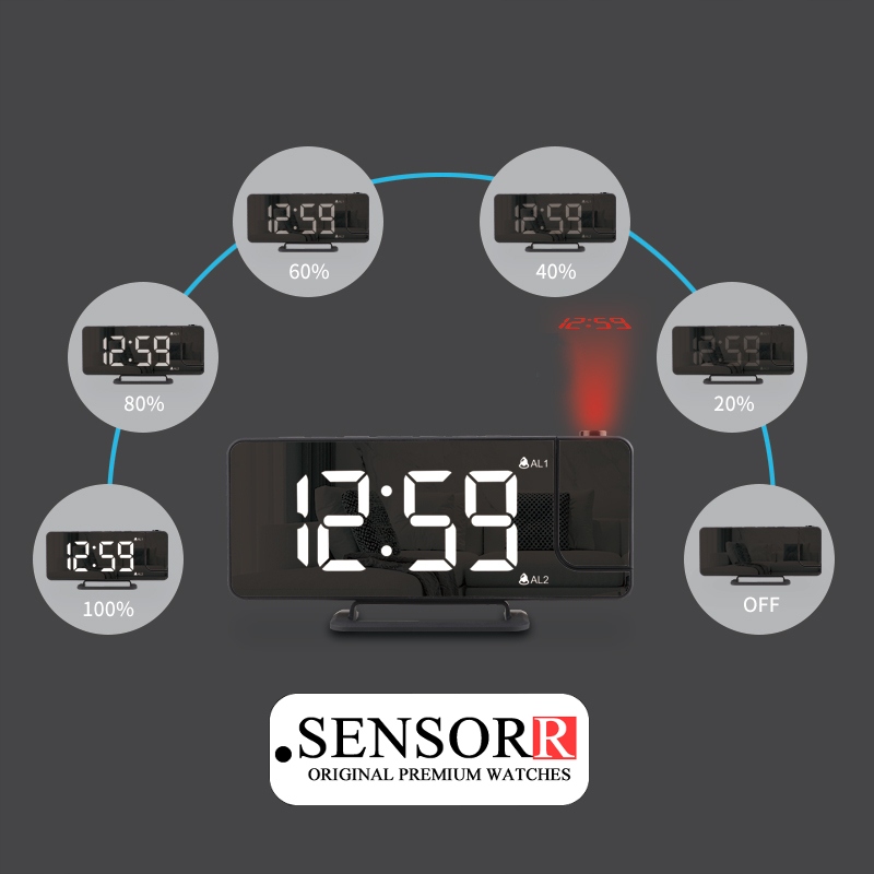 ZEGAR ELEKTRONICZNY LED BUDZIK CYFROWY Z LUSTREM Z PROJEKTOREM LASEROWYM Stan opakowania oryginalne