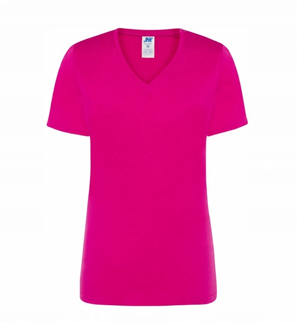 

Bawełniana V-neck Koszulka damska Jhk Fuksja XXL