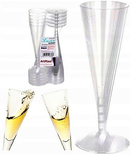 10SZT X Kieliszki PLASTIKOWE120ML do szampana WIELORAZOWE Kolor przezroczysty