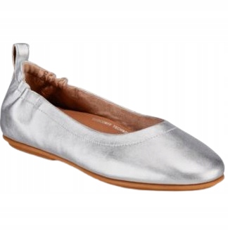 Fitflop Dámské Kožené Baleríny Stříbrné Se Stahovací Šňůrkou 38,5 3CB