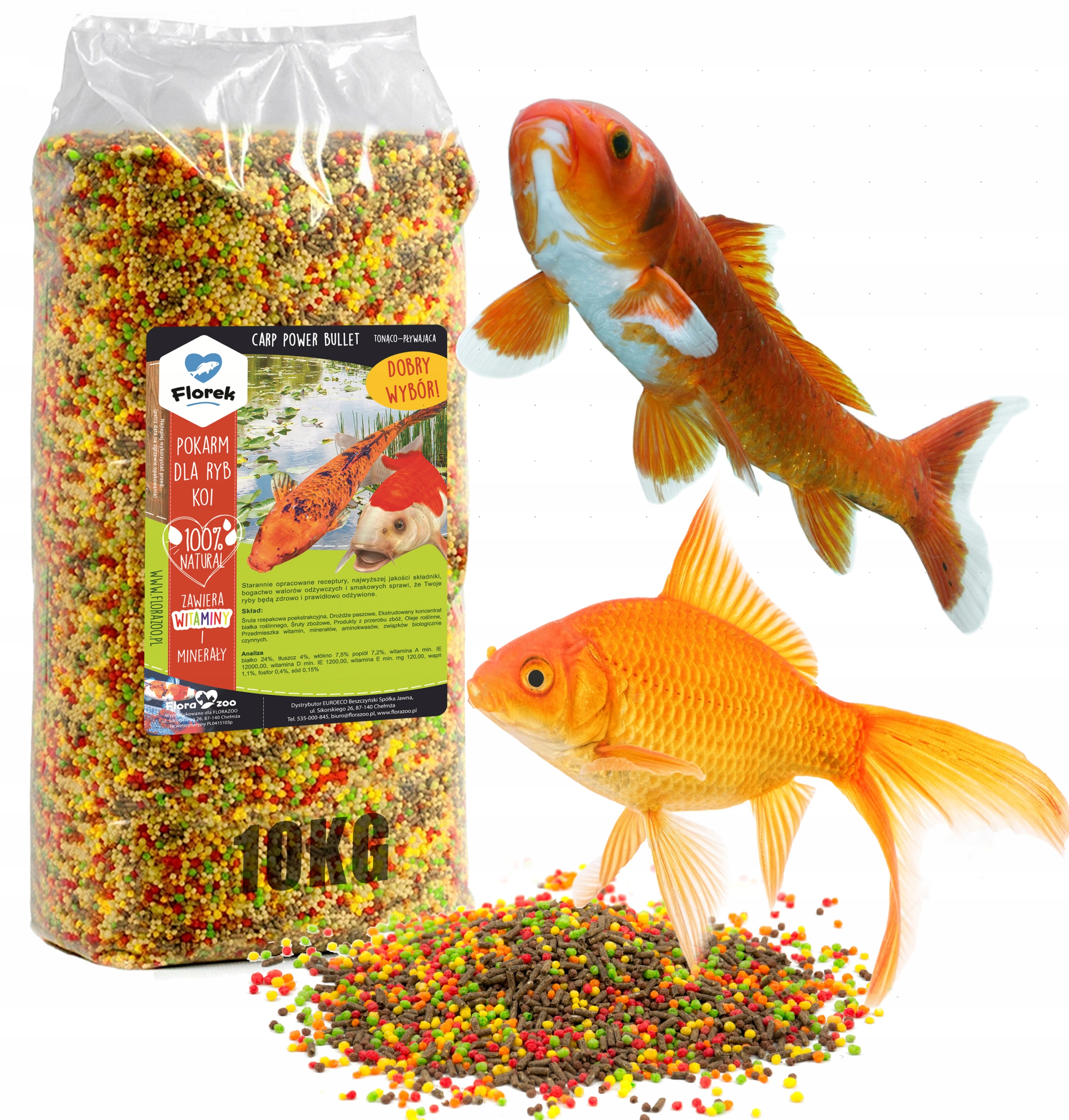 POKARM KARMA PASZA ZANĘTA GRANULAT DLA RYB KOI KARPI NA OCZKO WODNE