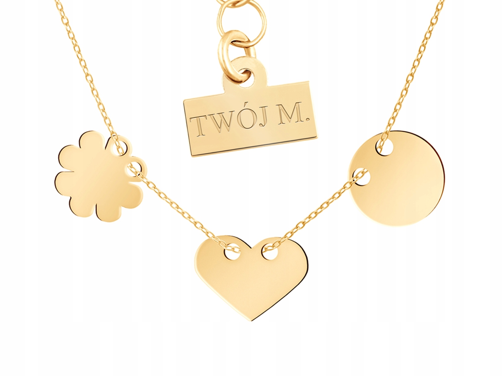 

Złoty Naszyjnik 585 Celebrytka Grawer Trio