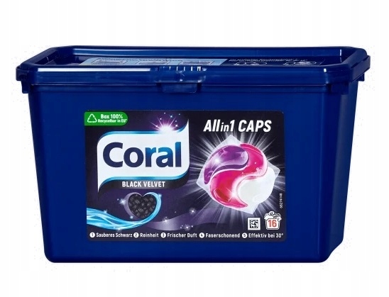 

Coral Black Velvet Kapsułki pranie czarne 16 prań