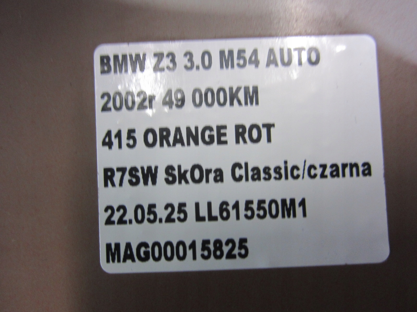 BMW Z3 E36 fender left front front red 415 ORANGE ROT 41358398693