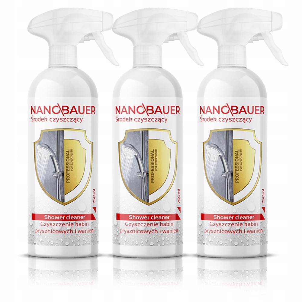 3x Środek do usuwania osadów z kamienia mycia kabiny wanny Nanobauer 750ml