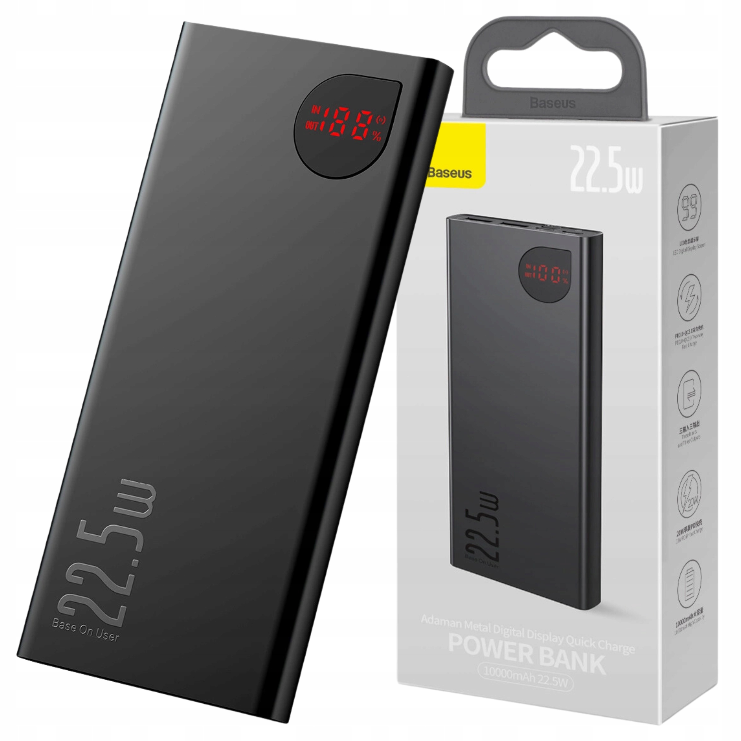 Baseus PPAD000001 Adaman Metal 10000mAh 22,5W Czarny