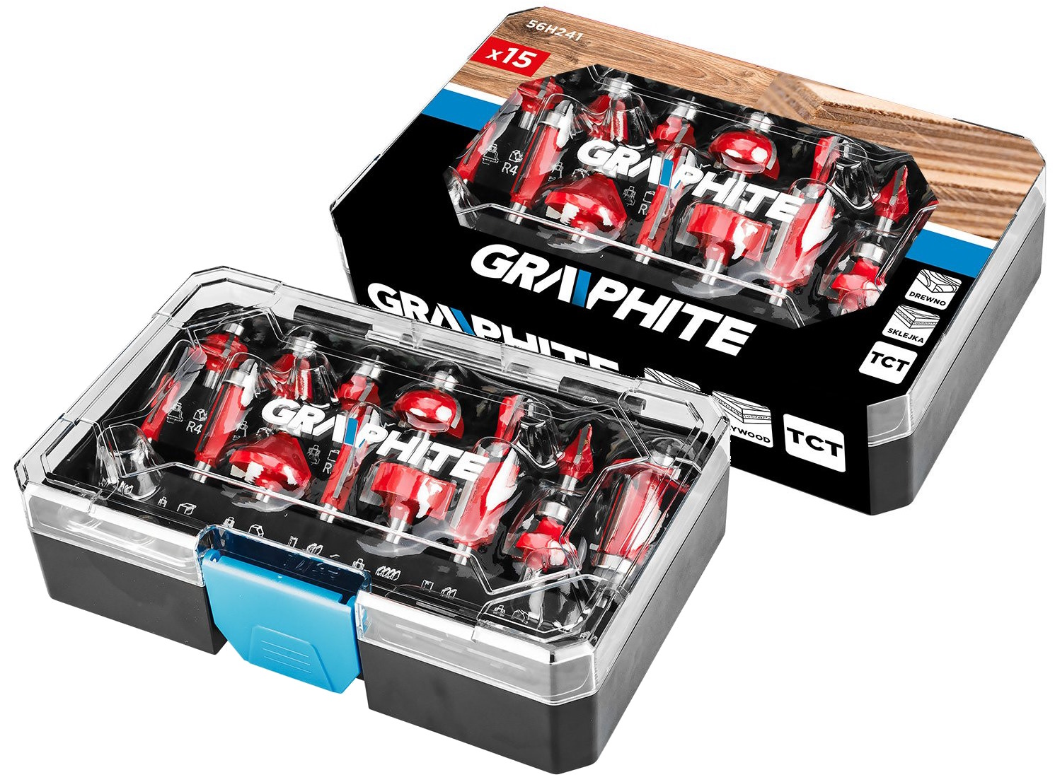 Zestaw frezów do drewna do frezarki górnowrzecionowej 8mm 15szt. Graphite