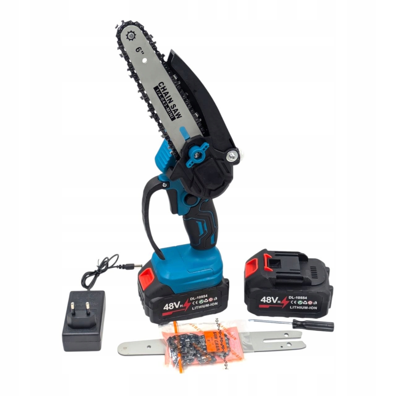 Aku Řetězová Pila 6" 8" Mini Zahradní Pila 2 X Akumulátor
