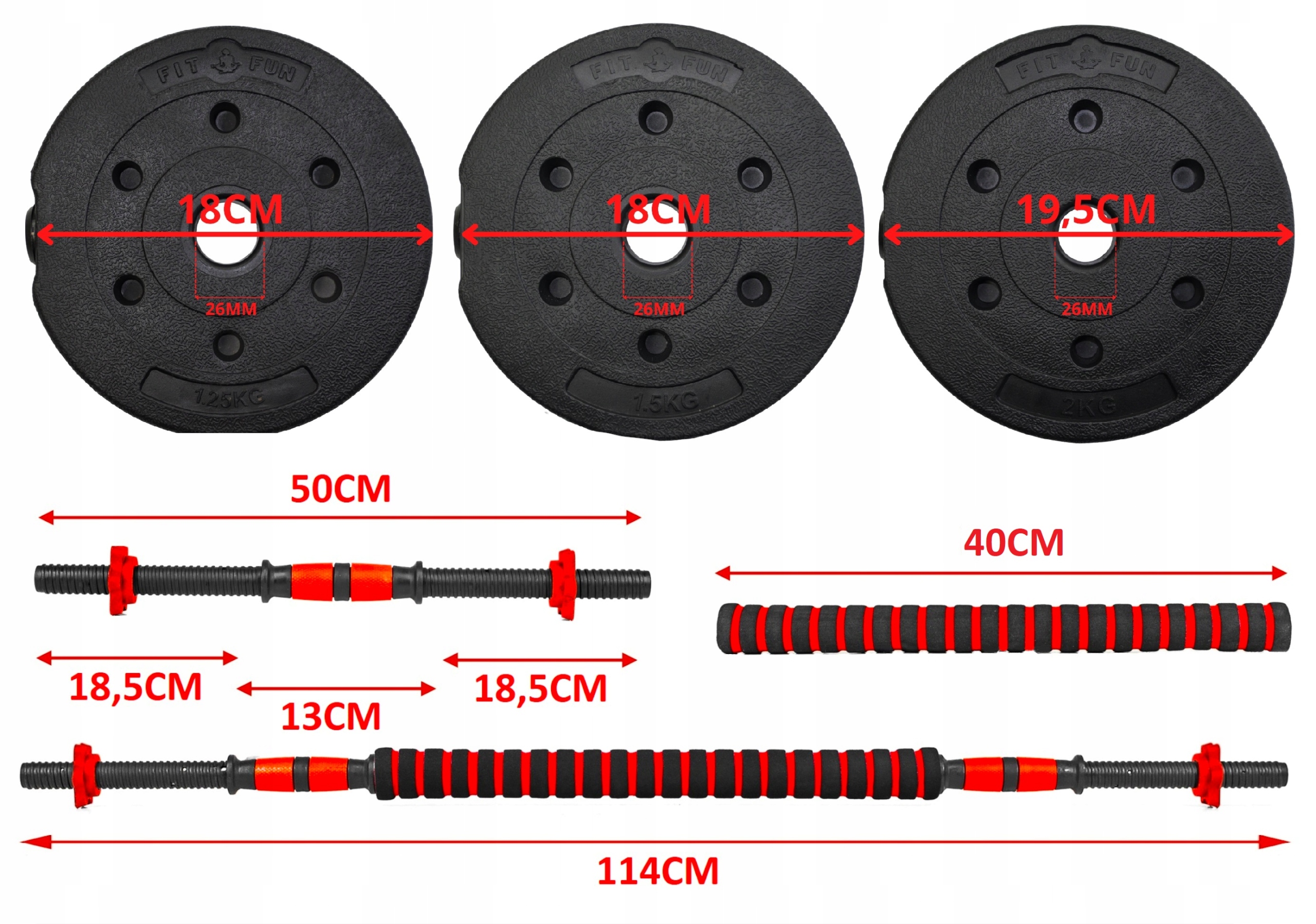 HANTLE 20KG ZESTAW 2x10KG SZTANGA GRYF ŁĄCZNIK Materiał wewnętrzny cement