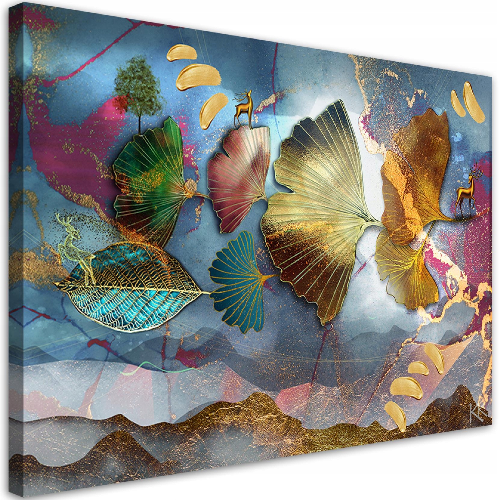 Obraz na plátne, Farebné listy, abstrakcia 90x60