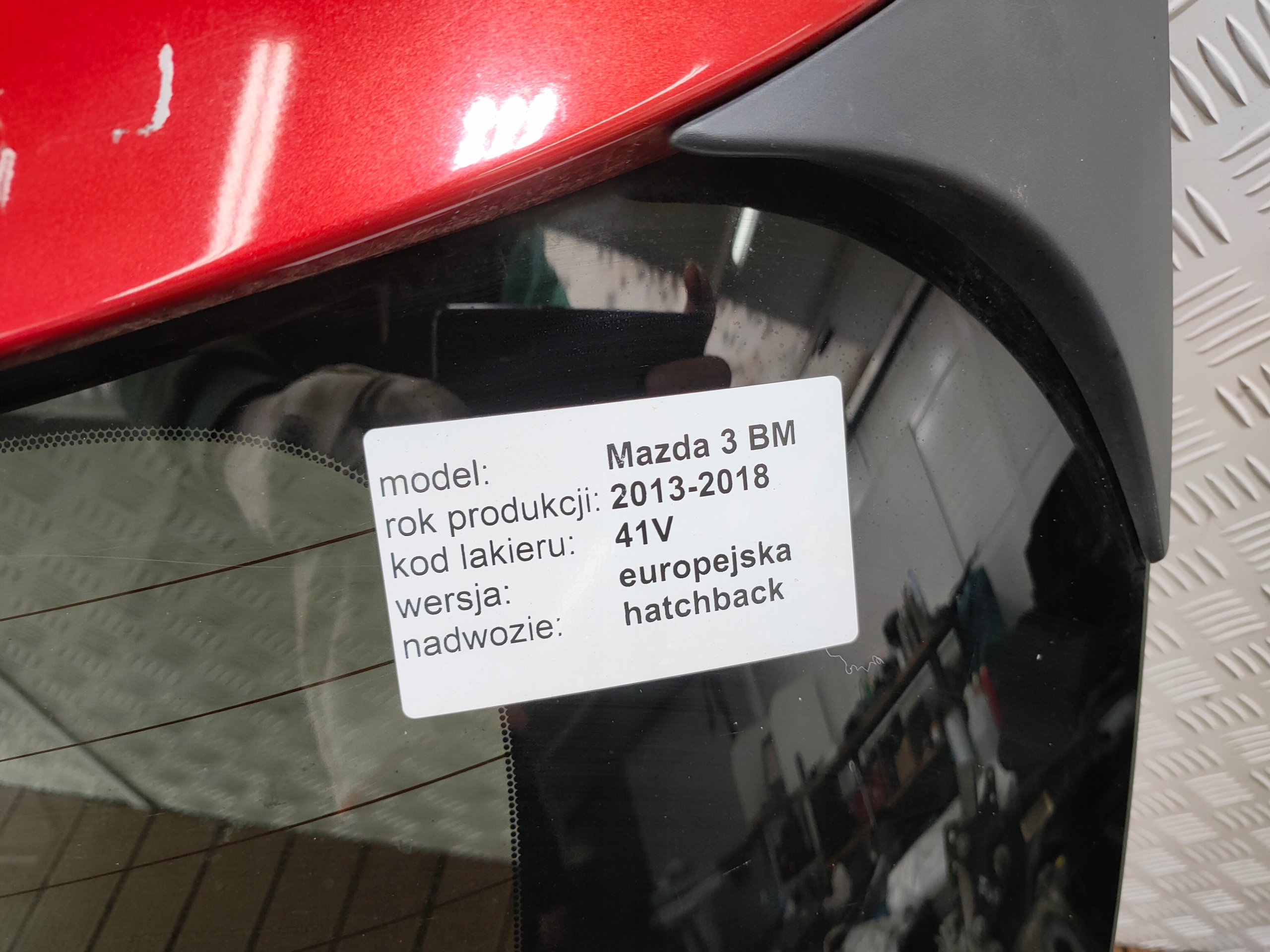 MAZDA 3 BM 13-17 HB boot doors boot rear part colour 41V original