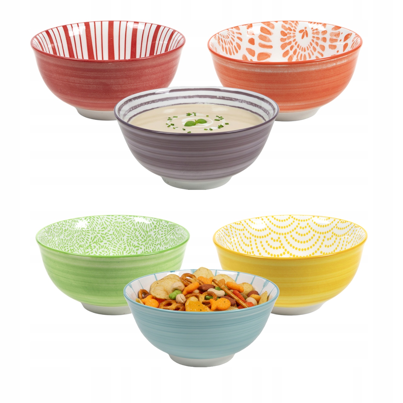 6x Miska Ceramiczna Kolorowa 12 CM Salaterka Do Zupy Serwowania Przekąsek
