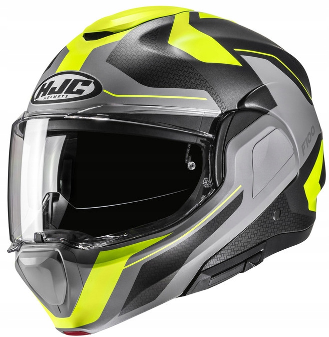 Hjc F100 Bios Grey Yellow Motocyklová Prilba Modulárna Žltá Matná