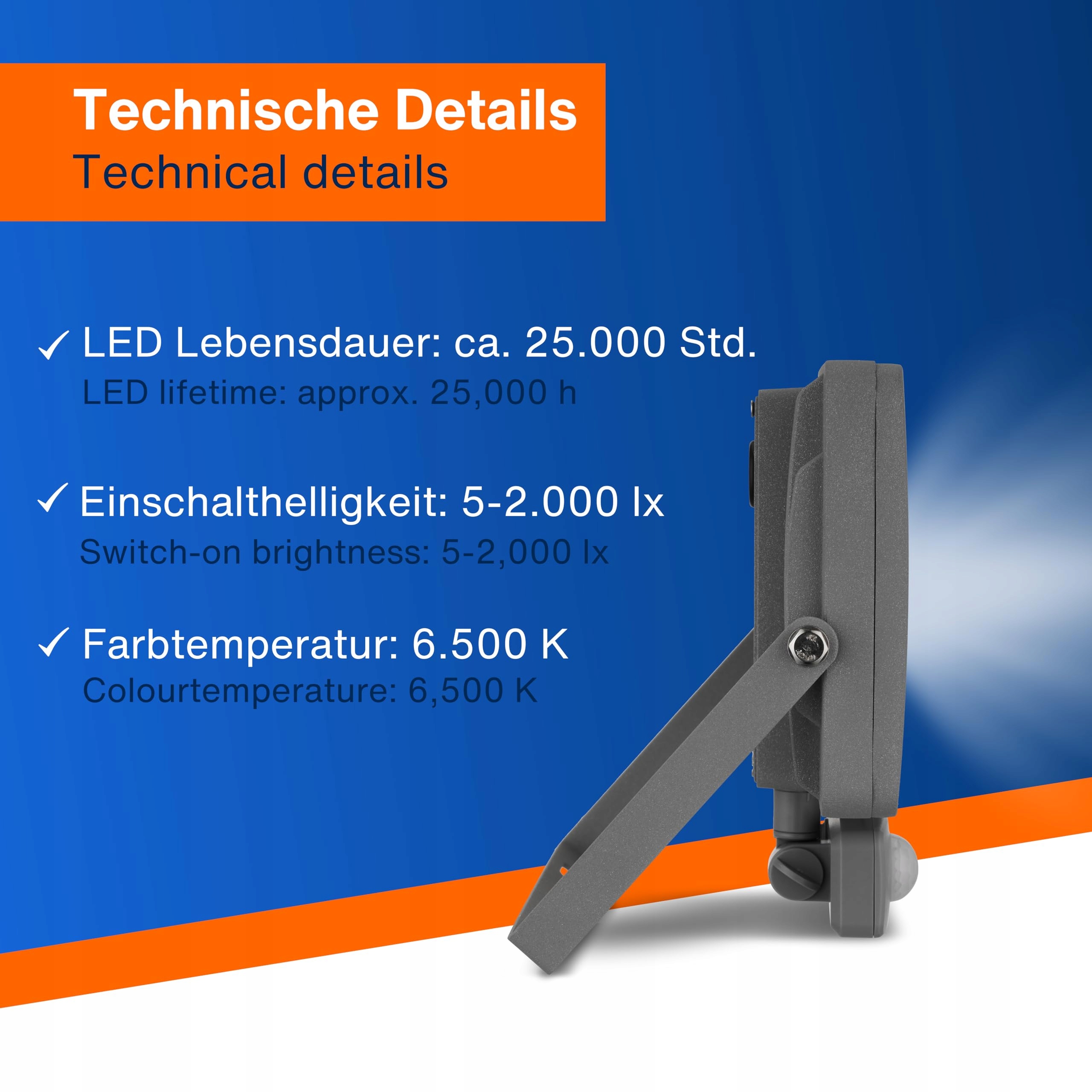 Lampa Zewnętrzna Ścienna LED Czujnik Ruchu 30W 2550lm IP44 Srebrna REV — miniatura 5